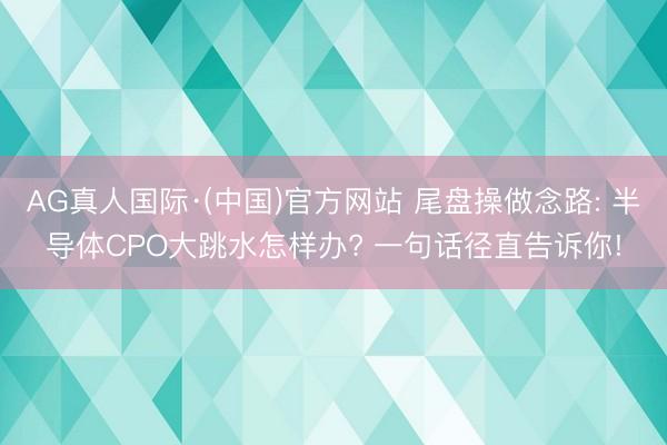AG真人国际·(中国)官方网站 尾盘操做念路: 半导体CPO大跳水怎样办? 一句话径直告诉你!