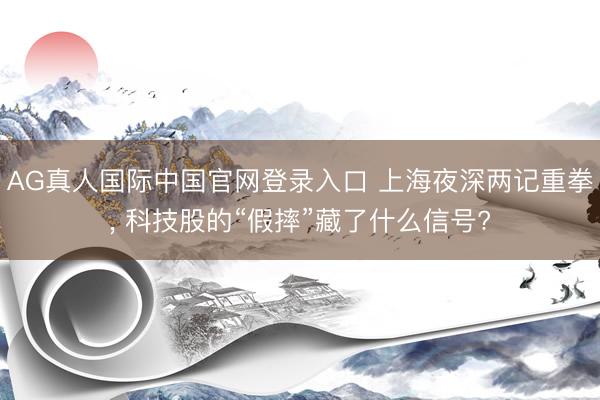 AG真人国际中国官网登录入口 上海夜深两记重拳， 科技股的“假摔”藏了什么信号?