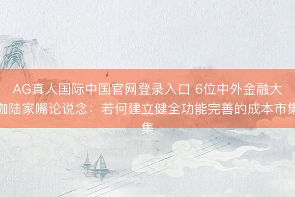 AG真人国际中国官网登录入口 6位中外金融大咖陆家嘴论说念：若何建立健全功能完善的成本市集